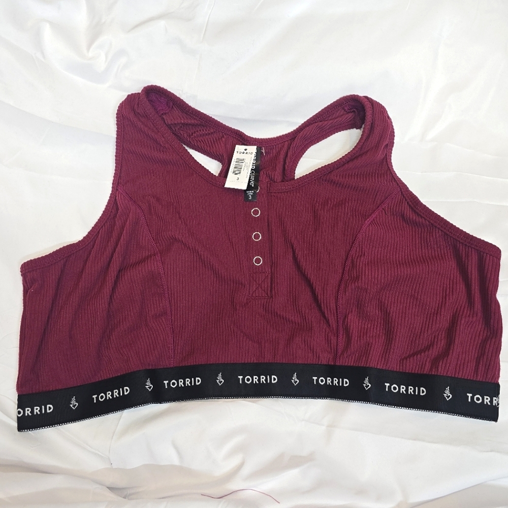 TORRID Lightly Lined Rib Henley Bralette - Navarro Pink - Picture 6 of 7